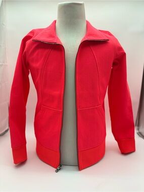 EUC The North Face Womens Bright Coral Full Zip Up Jacket Hoodie, Size Medium